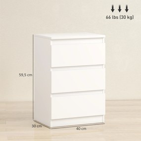 HOMCOM Nocny Stolik, Zestaw 2 Sztuk Stolików Bocznych z 3 Szufladami, Commode Nocna do Sypialni, Salonu, 40 x 30 x 59,5 cm, Biały