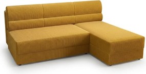 Rozkładany obustronny narożnik w kształcie litery L TAVERO SLIM 201x140 cm, musztardowy