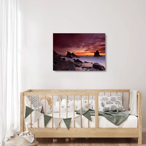 Obraz na szkle zachodu słońca na wybrzeżu (70x50 cm)