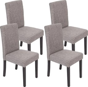 Krzesło do jadalni Littau (zestaw 4 sztuk),  tekstylny, szary, ciemne nogi