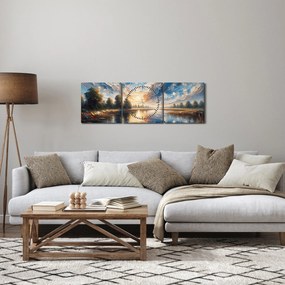 Obraz - Obraz słońca nad wodą (z zegarem) (90x30 cm)