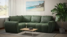 Komfortowa sofa narożna BUENO II z funkcją spania, tapicerowana w niebieskim kolorze, schowek pod siedziskiem