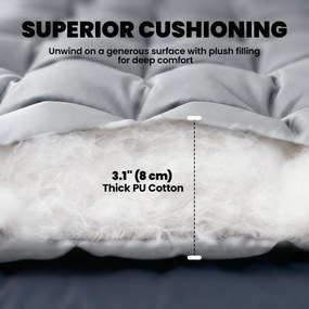 Outsunny Mata campingowa, składana 8 cm gruba mata do spania z antypoślizgową powłoką i paskami 200 x 80 cm, jasnoszara | Aosom PL