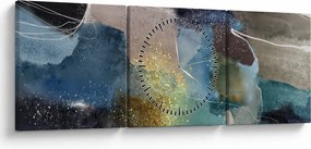 Obraz - Akwarelowa abstrakcja (z zegarem) (90x30 cm)