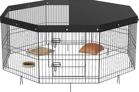 Park dla Psów SucceBuy 8-Panelowy Kojec dla Psów, Wys. 60.96 cm, Składany Metalowy, Do Ćwiczeń