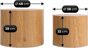 Zestaw Stolików Kawowych LEILA 38 cm/48 cm Dąb Naturalny Skandynawski