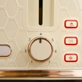 HOMCOM Zestaw do kuchni 2-w-1, Toster i Czajnik, wiele opcji, 1,7 L, 4 kromki jednocześnie, Tworzywo sztuczne, Kolor Beżowy