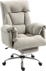 HOMCOM Fotel biurowy odchylany Regulacja wysokości Krzesło biurowe z podłokietnikami podnóżkiem wysokie oparcie 75 x 77 x 110-118 cm Szary | Aosom PL