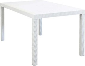 Stolik ogrodowy prostokątny Houston 150 x 90 cm z plecionki plastikowej - Biały