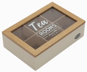 Pojemnik na herbatę z przegródkami TEA ROOM, 23 x 15,5 x 8 cm