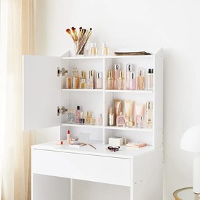 Toaletka Biała z lustrem, półkami, szufladą - RDT118W01