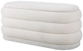 Ławka ze skrzynią – tkanina typu bouclé – Kremowy – ECAMBI