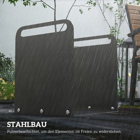 Outsunny Stojak na drewno kominkowe, 2 uchwyty, rama stalowa, do 30kg, 36x30x36cm, Czarny