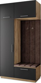 Masseno Garderoba REMA 120/240/60 cm Nowoczesna Szafa do Przedpokoju Dąb wotan, MONOLITH 29 (Brązowy)