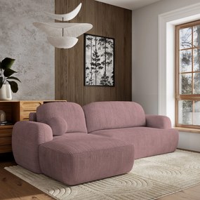 Masseno Narożnik MODENZA z funkcją spania i pojemnikiem na pościel Narozniki L, Rozkładana sofa - Wrzosowy, POSO 130