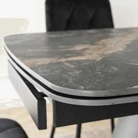 Stół Rozkładany Prostokątny VERONA 160-240 cm Ceramiczny Czarny Marmur/Czarny Loft
