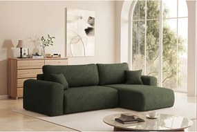 Uniwersalny narożnik z funkcją spania, do salonu, Capri L VERITA - ciemnozielony