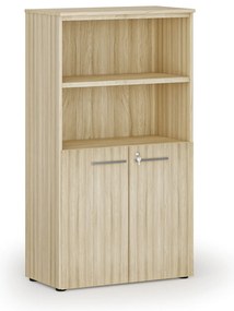 Szafa biurowa kombinowana PRIMO WOOD, drzwi na 2 poziomach, 800 x 420 x 1434 mm, dąb naturalny