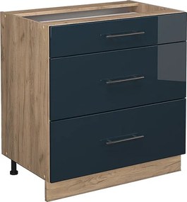 Szafka dolna do kuchni ciemnoniebieski wysoki połysk 80x51.6x82 fame-line