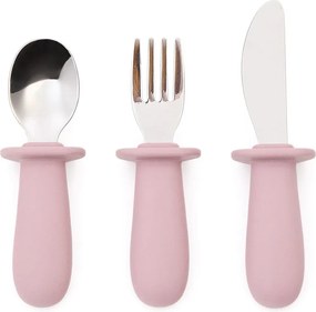 Różowe plastikowo-silikonowe sztućce dla dzieci 3 szt. Lili – Kave Home