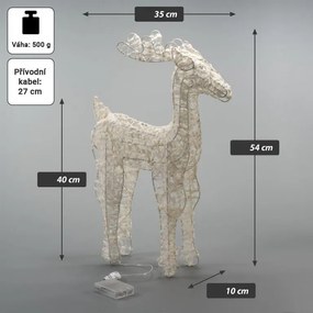 Zestaw błyszczących reniferów, 45 diod LED, z zegarem, na ba