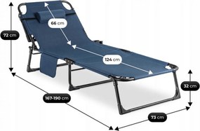 Leżak Ogrodowy SATURN 190x73 cm Granatowy