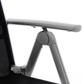 Leżak krzesło ogrodowe składane z wysokim oparciem i podnóżkiem czarne