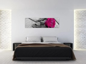 Obraz - Różowa róża (170x50 cm)