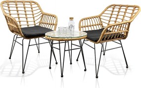 3 szt. Bistroset Lounge Balcony Set Rattan