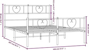 Białe metalowe łóżko małżeńskie 140x200 cm W0-N28