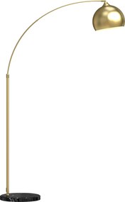 HOMCOM Lampa łukowa, regulowana lampa stojąca, wyłącznik nożny, podstawa w stylu marmuru, 170-180 cm, srebrna/czarna | Aosom PL