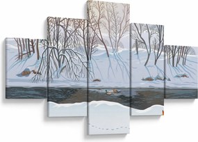 Obraz - Lis w zimowym krajobrazie (125x70 cm)