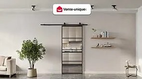 Drzwi przesuwne naścienne - aluminium i przezroczyste szkło hartowane - wys. 205 x szer. 93 cm - SINCA II