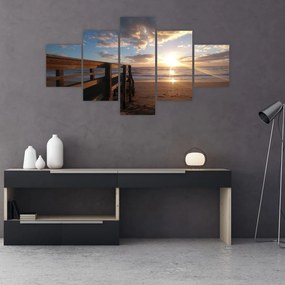 Obraz molo, plaży i morza (125x70 cm)