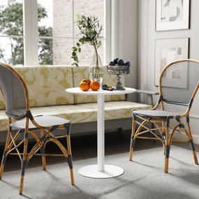 HOMCOM Okrągły stół dla 2 osób, Stal, do wnętrz i na zewnątrz, Biały