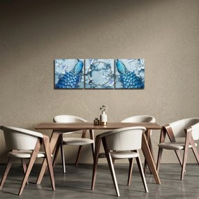 Obraz pawi (z zegarem) (90x30 cm)
