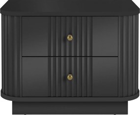 Zestaw szafek nocnych Vesper 56 cm na cokole - czarny / złote uchwyty