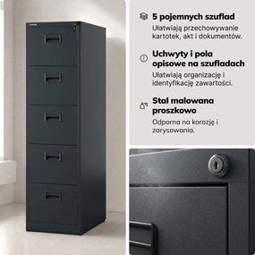 Szafa kartotekowa metalowa antracytowa, 460x1625,5x600 mm: SARA V5