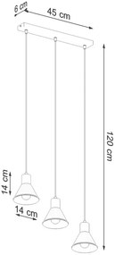 Biała potrójna lampa wisząca nad stół - S167-Melvi