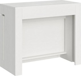 Konsola rozkładana 90x42/302 cm Evolve Frassino biała wewnętrzne przedłużenia