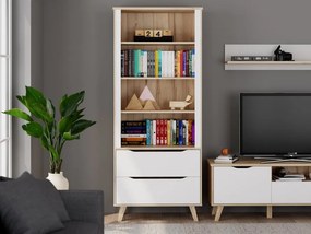 Regał z szufladami Vankka 713, styl skandynawski, kolor dąb/biały