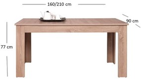 Stół Rozkładany Prostokątny Drewniany do Jadalni COREA 160-210 cm Dąb Sonoma Nowoczesny