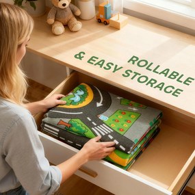 AIYAPLAY Mata do zabawy dla dzieci, mata 200x150x0,5 cm, antypoślizgowa mata z motywem miasta do pokoju dziecięcego | Aosom PL