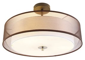 Nowoczesna lampa sufitowa brązowa i biała 50 cm 3-światła - Drum Duo Nowoczesny Oswietlenie wewnetrzne