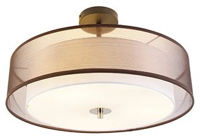 Nowoczesna lampa sufitowa brązowa z białymi lampkami 50 cm 3 - Drum Duo Nowoczesny Oswietlenie wewnetrzne