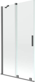 Mexen Velar parawan nawannowy 2-skrzydłowy rozsuwany 100 x 150 cm, transparent, gun metal - 896-100-000-01-95