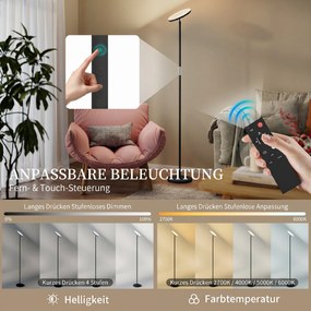 HOMCOM Lampa stojąca RGB Uplighter, ściemnialna z pilotem i sterowaniem dotykowym, obracana głowica 350°, czarna | Aosom PL