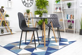 PROMOCJA Ciemnoszare aksamitowe krzesło ASTI z czarnymi nogami II. jakość