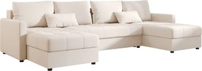 Rozkładana sofa narożna w kształcie U VENORIA 285x146 cm, kremowa + 2 poduszki GRATIS