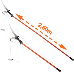 Teleskopowa piła z nożycami MOREL, 2,6m, pomarańczowa Gardebruk